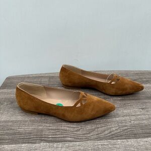 RICCARDO BOCCIA Made Italy Brown leather pointed toe boho Y2K ballet flat 8